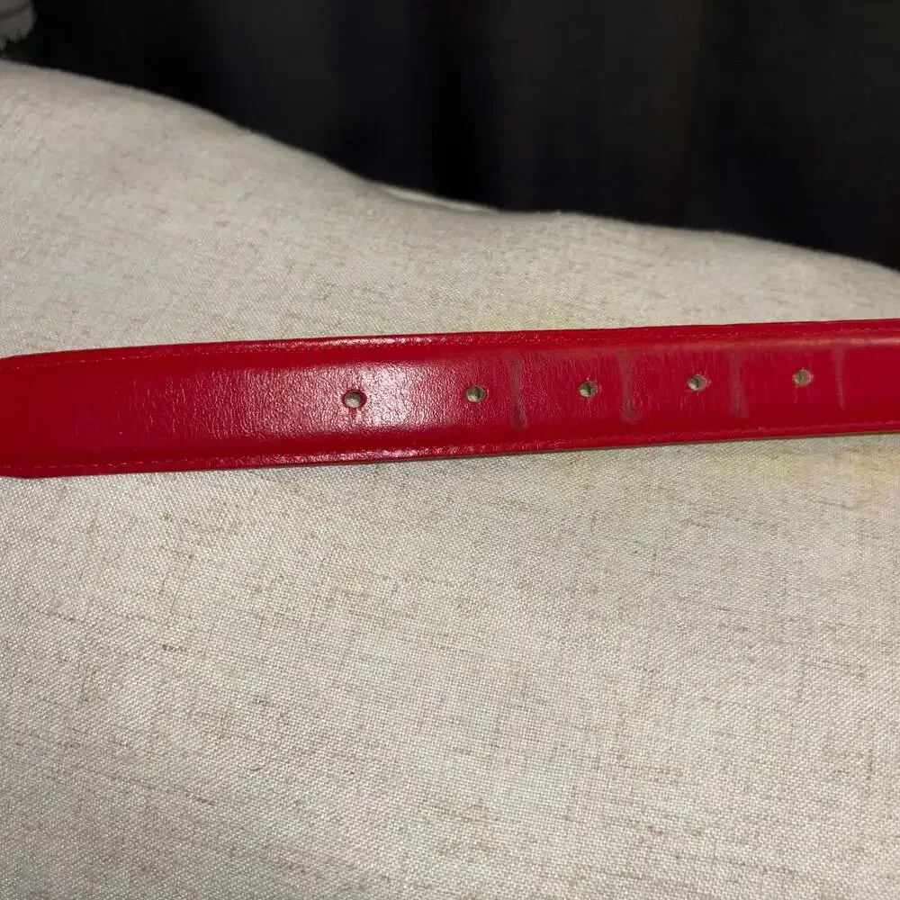 Vintage HARKEN WOMEN'S Red LEATHER BELT -Size L - Picture 4 of 4